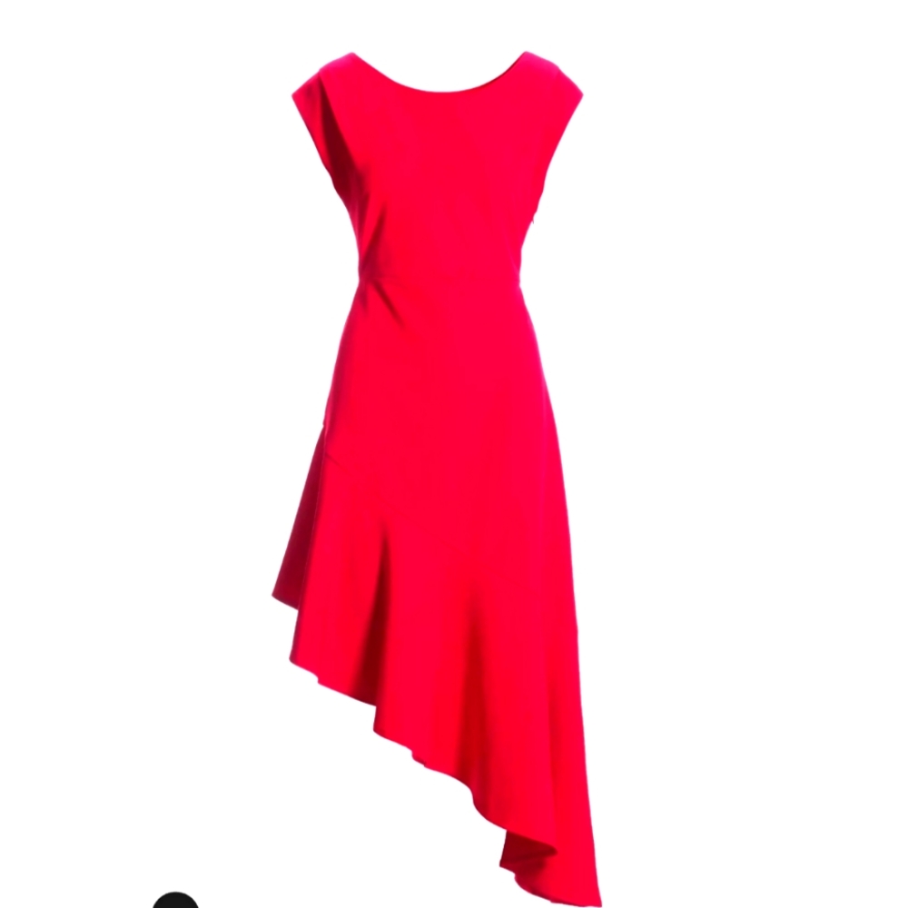 Red Dress angled hem